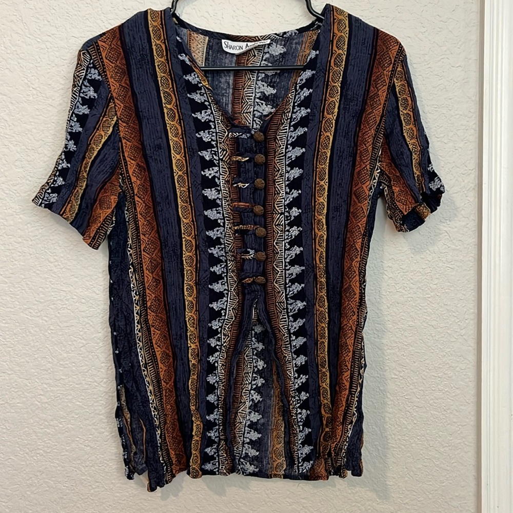 SHARON ANTHONY multicolored button up top